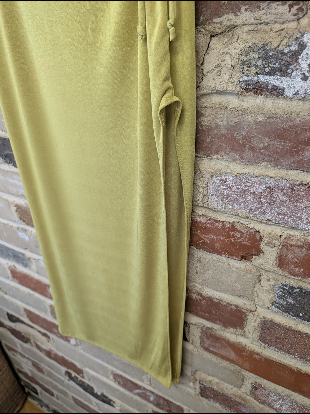 emory park Yellow Spaghetti-Style Midi Dress with Side Tie - Picture 5 of 6